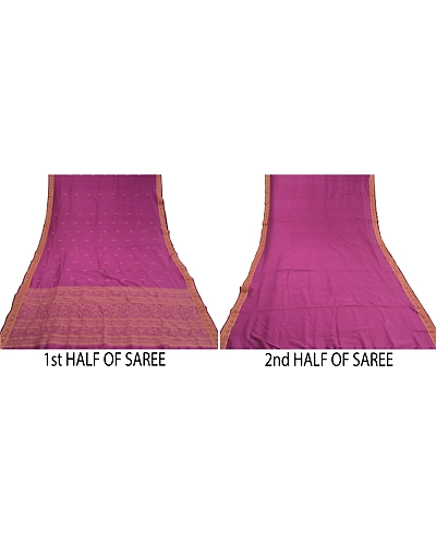 Sanskriti Vintage Purple Indian Sarees Art Silk Woven Human Sari Craft Fabric, PS-58704-Purple-Thread Work-Art (Artificial) Silk-6