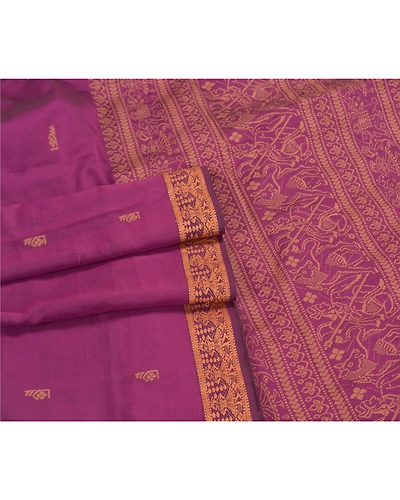 Sanskriti Vintage Purple Indian Sarees Art Silk Woven Human Sari Craft Fabric, PS-58704-Purple-Thread Work-Art (Artificial) Silk-8