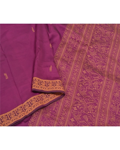 Sanskriti Vintage Purple Indian Sarees Art Silk Woven Human Sari Craft Fabric, PS-58704-Purple-Thread Work-Art (Artificial) Silk-10