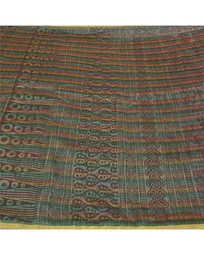 Sanskriti Vintage Green Sarees Art Silk Printed Sari Craft 5 Yard Fabric, PS-58711-Shade Of Green-Printed Work-Art (Artificial) Silk-3