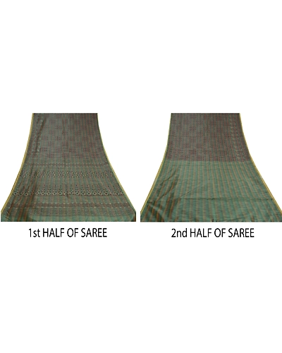 Sanskriti Vintage Green Sarees Art Silk Printed Sari Craft 5 Yard Fabric, PS-58711-Shade Of Green-Printed Work-Art (Artificial) Silk-5