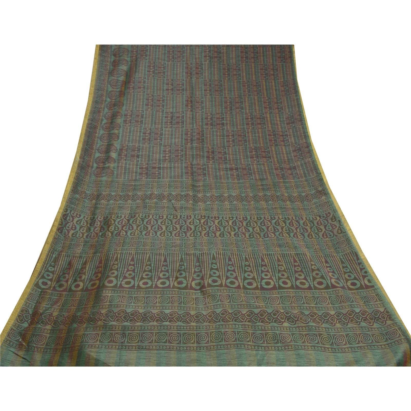 Sanskriti Vintage Green Sarees Art Silk Printed Sari Craft 5 Yard Fabric, PS-58711-Shade Of Green-Printed Work-Art (Artificial) Silk-8