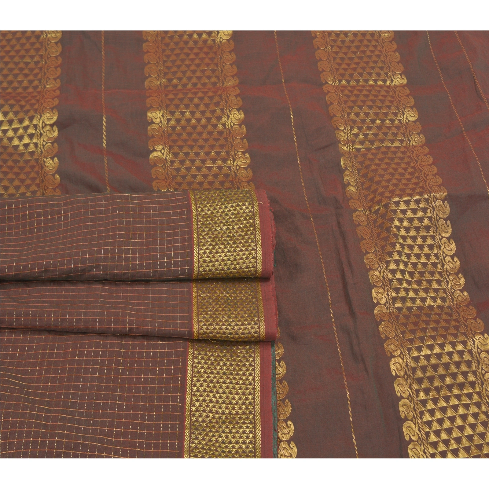 Sanskriti Vintage Brown Indian Sarees Art Silk Woven Zari Premium Sari Fabric, PS-58716-Shade Of Brown-Zari Work-Art (Artificial) Silk-7