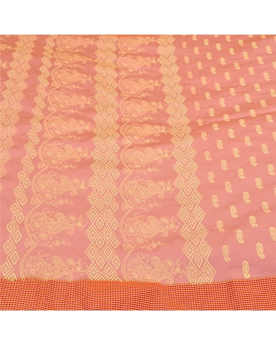 Sanskriti Vintage Pink Sarees Art Silk Pink Woven Premium Sari Craft Fabric, PS-58719-Pink-Woven Work-Cotton (Not Pure Cotton)-3