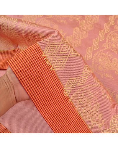 Sanskriti Vintage Pink Sarees Art Silk Pink Woven Premium Sari Craft Fabric, PS-58719-Pink-Woven Work-Cotton (Not Pure Cotton)-4