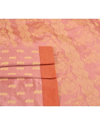 Sanskriti Vintage Pink Sarees Art Silk Pink Woven Premium Sari Craft Fabric, PS-58719-Pink-Woven Work-Cotton (Not Pure Cotton)-7