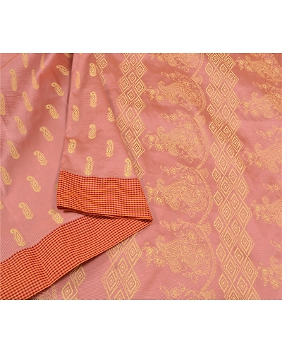 Sanskriti Vintage Pink Sarees Art Silk Pink Woven Premium Sari Craft Fabric, PS-58719-Pink-Woven Work-Cotton (Not Pure Cotton)-9