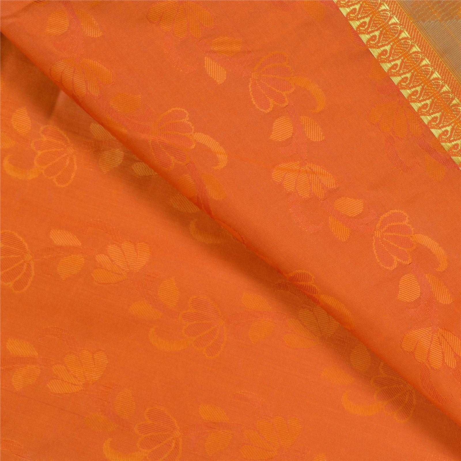 Sanskriti Vintage Orange Indian Sarees Art Silk Woven Premium Sari Craft Fabric, PS-58749-Orange-Woven Work-Art (Artificial) Silk-2