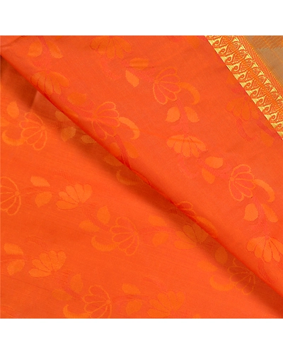 Sanskriti Vintage Orange Indian Sarees Art Silk Woven Premium Sari Craft Fabric, PS-58749-Orange-Woven Work-Art (Artificial) Silk-2