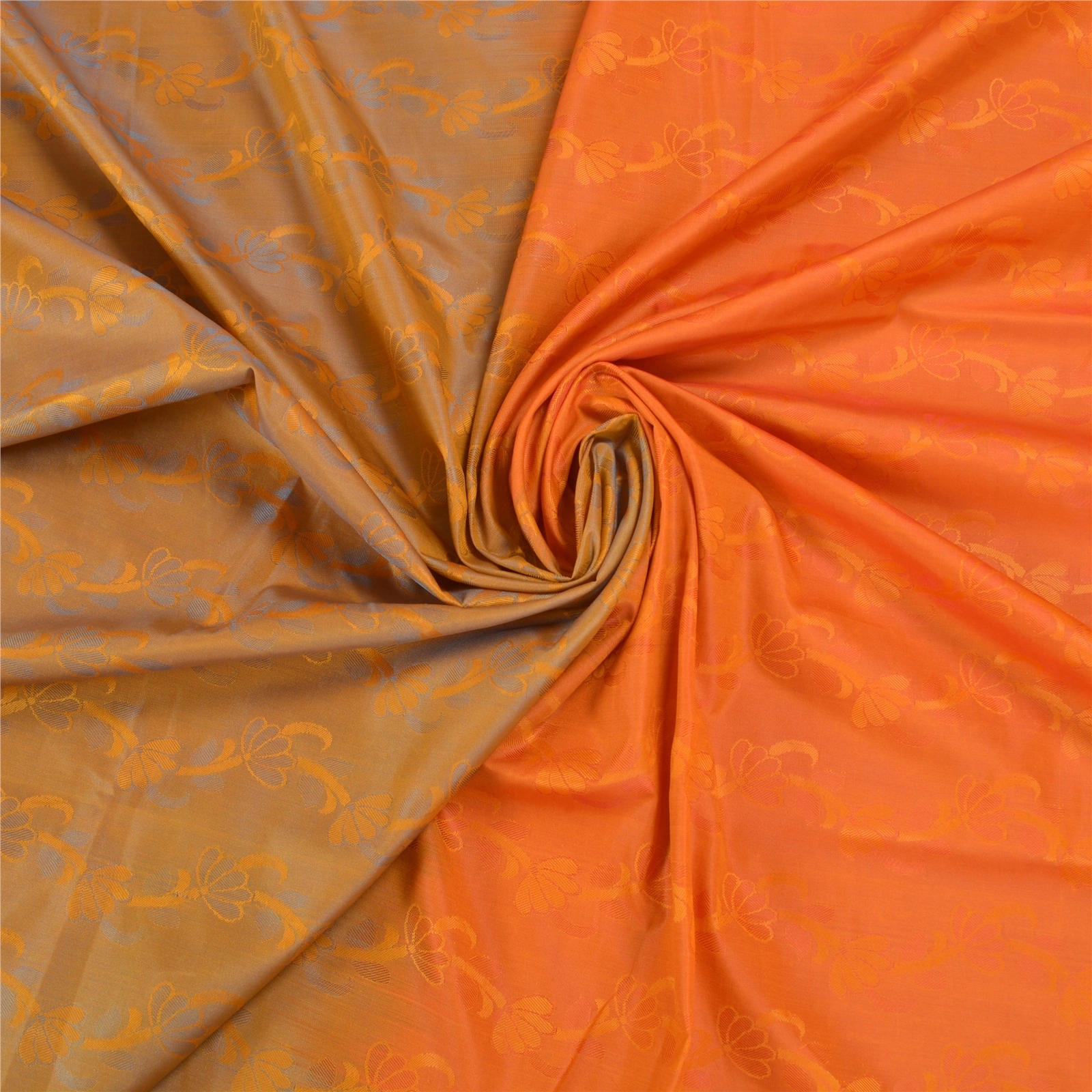 Sanskriti Vintage Orange Indian Sarees Art Silk Woven Premium Sari Craft Fabric, PS-58749-Orange-Woven Work-Art (Artificial) Silk-6