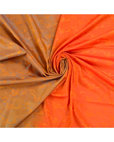 Sanskriti Vintage Orange Indian Sarees Art Silk Woven Premium Sari Craft Fabric, PS-58749-Orange-Woven Work-Art (Artificial) Silk-6