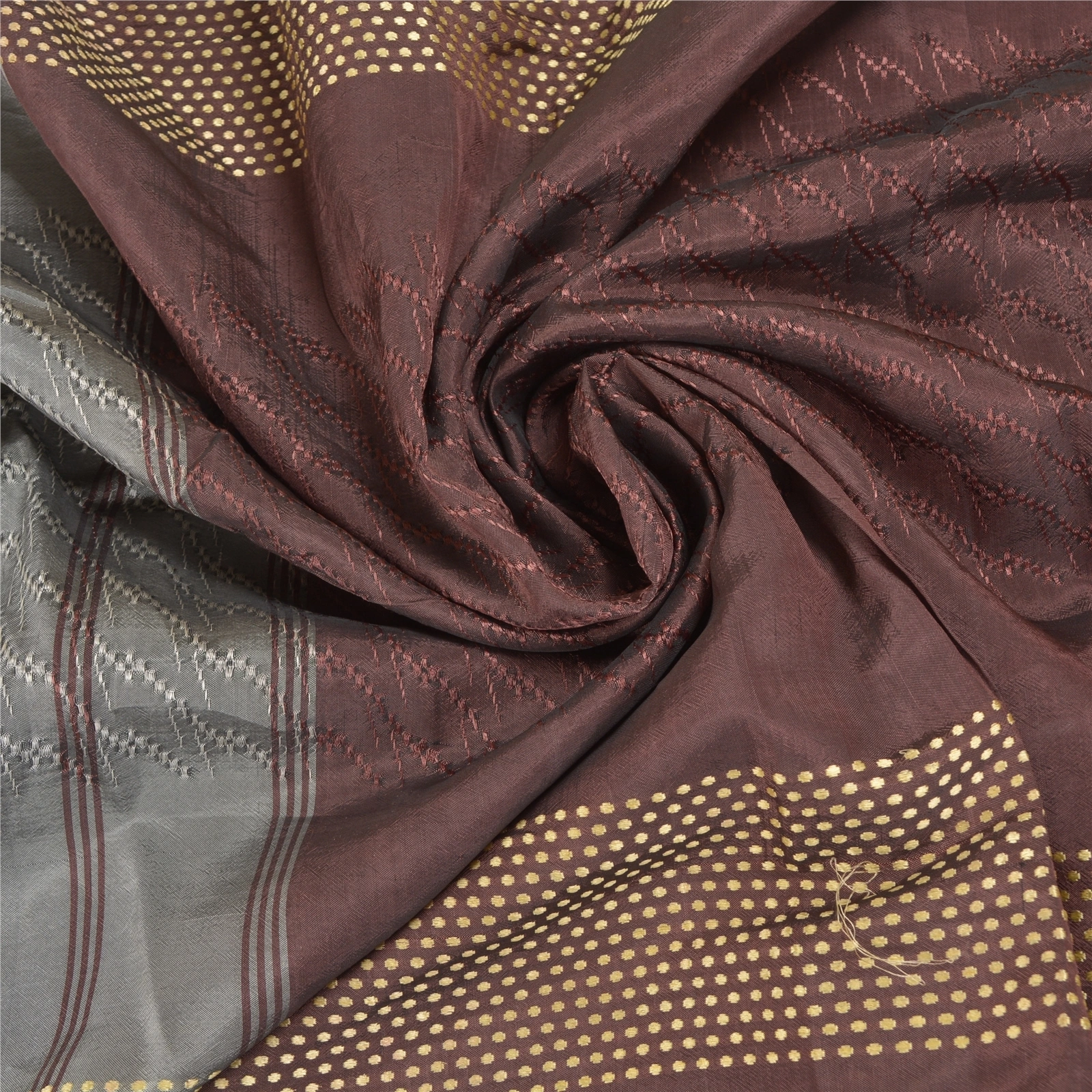 Sanskriti Vintage Brown Indian Sarees Blend Silk Woven Premium Sari Craft Fabric, PS-58760-Shade Of Brown &amp; Grey-Woven Work-Blend Silk (Not Pure Fabric)-6