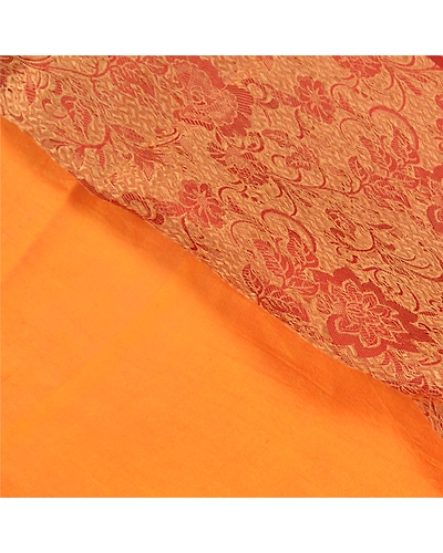 Sanskriti Vintage Saffron Sarees Pure Silk Embroidered Woven Premium Sari Fabric, PS-58767-Shade Of Saffron &amp; Orange-Woven Work-100% Pure Silk-2