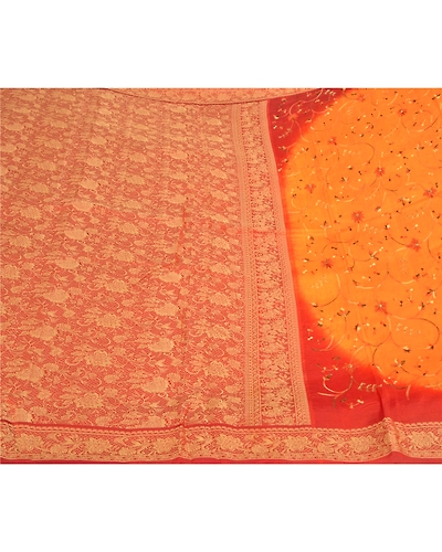 Sanskriti Vintage Saffron Sarees Pure Silk Embroidered Woven Premium Sari Fabric, PS-58767-Shade Of Saffron &amp; Orange-Woven Work-100% Pure Silk-3