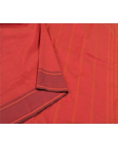 Sanskriti Vintage Dark Red Sarees Blend Cotton Woven Chettinad Sari Fabric, PS-58814-Dark Red-Woven Work-Blend Cotton (Not Pure Cotton)-9