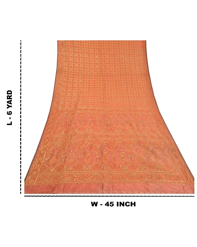 Sanskriti Vintage Pink Sarees 100% Pure Silk Hand Beaded Woven Sari Craft Fabric, PS-58823-Shade Of Pink-Beaded Work-100% Pure Silk-1