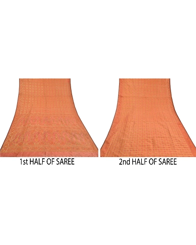 Sanskriti Vintage Pink Sarees 100% Pure Silk Hand Beaded Woven Sari Craft Fabric, PS-58823-Shade Of Pink-Beaded Work-100% Pure Silk-5