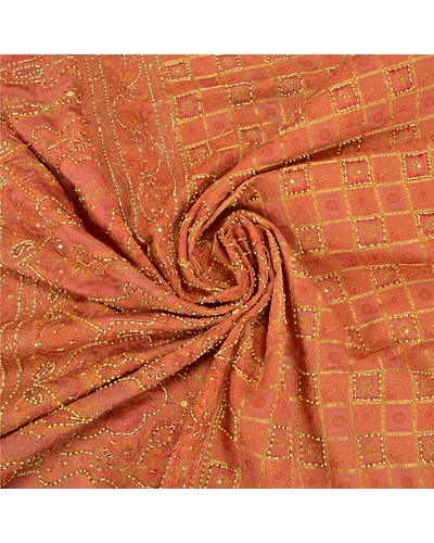 Sanskriti Vintage Pink Sarees 100% Pure Silk Hand Beaded Woven Sari Craft Fabric, PS-58823-Shade Of Pink-Beaded Work-100% Pure Silk-6