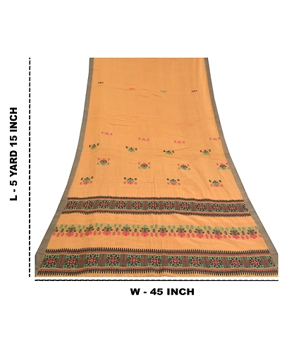 Sanskriti Vintage Cream Sarees 100% Pure Cotton Hand-Woven Premium Sari Fabric, PS-58825-Cream-Woven Work-100% Pure Cotton-1