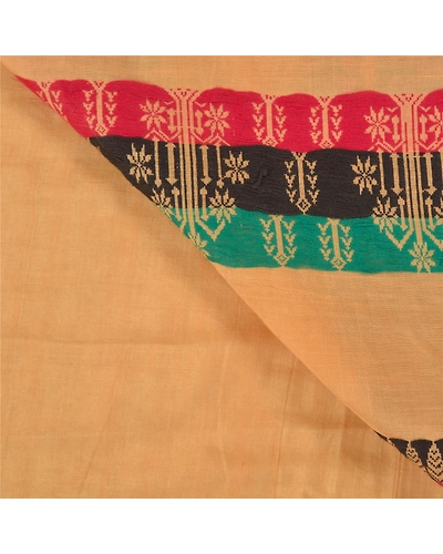 Sanskriti Vintage Cream Sarees 100% Pure Cotton Hand-Woven Premium Sari Fabric, PS-58825-Cream-Woven Work-100% Pure Cotton-2