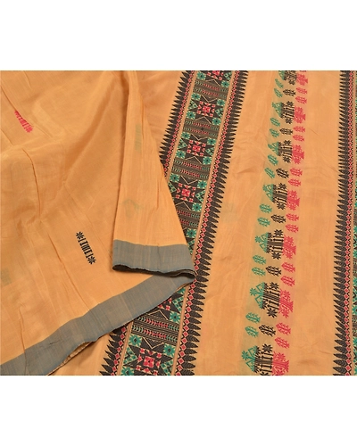 Sanskriti Vintage Cream Sarees 100% Pure Cotton Hand-Woven Premium Sari Fabric, PS-58825-Cream-Woven Work-100% Pure Cotton-9