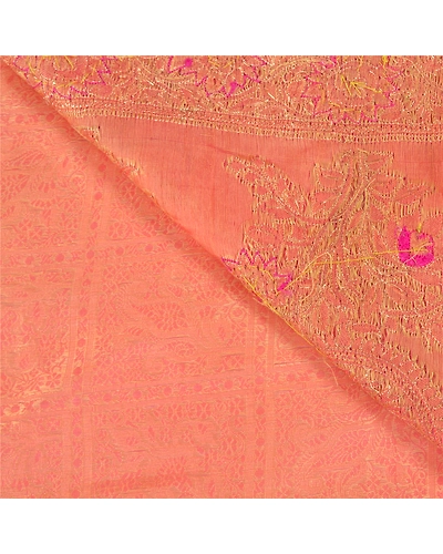 Sanskriti Vintage Pink Sarees Pure Organza Silk Hand Beaded Woven Sari Fabric, PS-58828-Shade Of Pink-Beaded Work-100% Pure Organza Silk-2