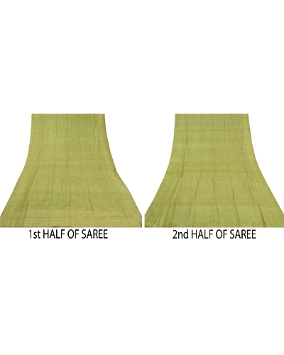 Sanskriti Vintage Green Sarees 100% Pure Silk Embroidered Sari Craft Fabric, PS-58836-Green-Thread Work-100% Pure Silk-5