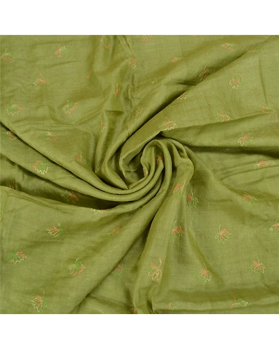 Sanskriti Vintage Green Sarees 100% Pure Silk Embroidered Sari Craft Fabric, PS-58836-Green-Thread Work-100% Pure Silk-6