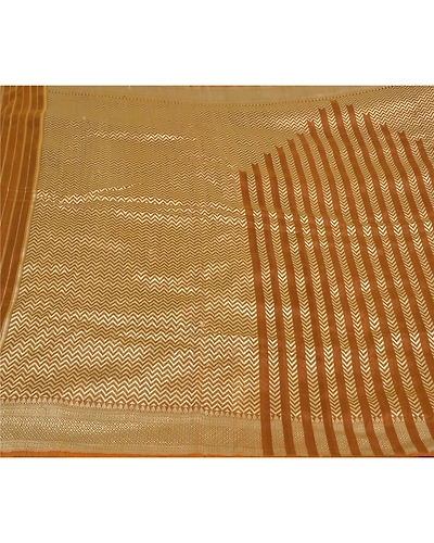 Sanskriti Vintage Mustard Sarees Blend Silk Woven Premium Sari Craft Fabric, PS-58843-Shade Of Mustard-Woven Work-Blend Silk (Not Pure Fabric)-3