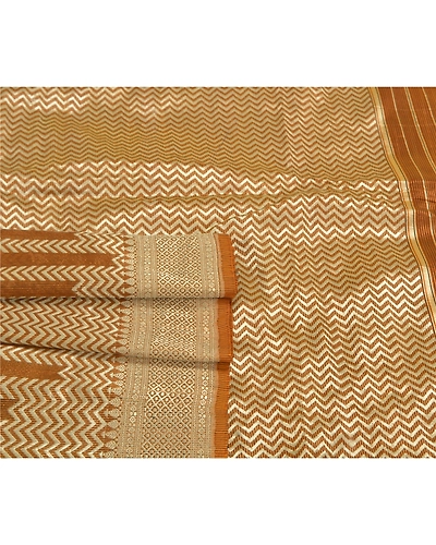 Sanskriti Vintage Mustard Sarees Blend Silk Woven Premium Sari Craft Fabric, PS-58843-Shade Of Mustard-Woven Work-Blend Silk (Not Pure Fabric)-7