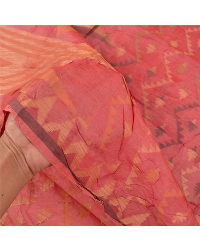 Sanskriti Vintage Pink Indian Sarees 100% Pure Silk Woven Sari Craft Fabric, PS-58850-Pink-Woven Work-100% Pure Silk-4