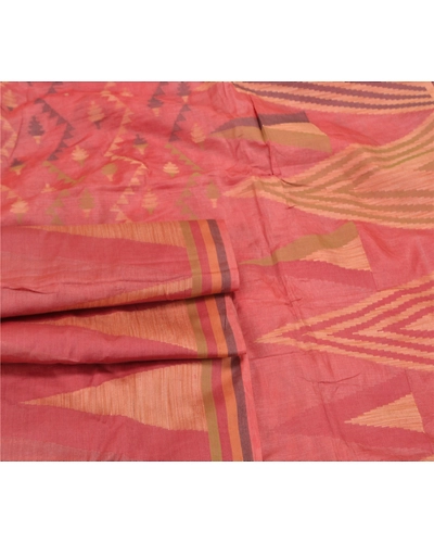 Sanskriti Vintage Pink Indian Sarees 100% Pure Silk Woven Sari Craft Fabric, PS-58850-Pink-Woven Work-100% Pure Silk-7