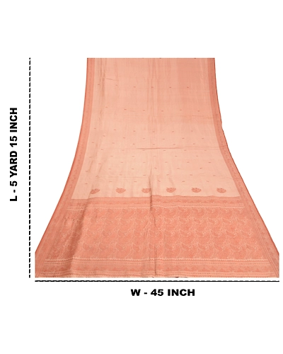 Sanskriti Vintage Peach Sarees 100% Pure Silk Woven Premium Sari Craft Fabric, PS-58869-Shade Of Peach-Woven Work-100% Pure Silk-1