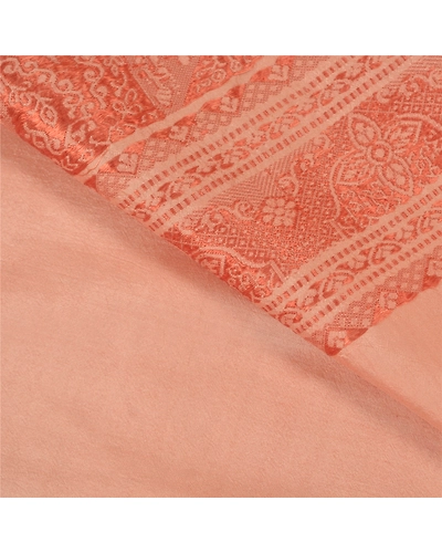 Sanskriti Vintage Peach Sarees 100% Pure Silk Woven Premium Sari Craft Fabric, PS-58869-Shade Of Peach-Woven Work-100% Pure Silk-3
