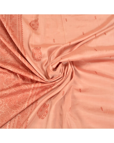 Sanskriti Vintage Peach Sarees 100% Pure Silk Woven Premium Sari Craft Fabric, PS-58869-Shade Of Peach-Woven Work-100% Pure Silk-7