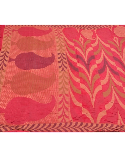Sanskriti Vintage Dark Red Sarees 100% Pure Silk Hand-Woven Sari Craft Fabric, PS-58922-Dark Red-Woven Work-100% Pure Silk-3