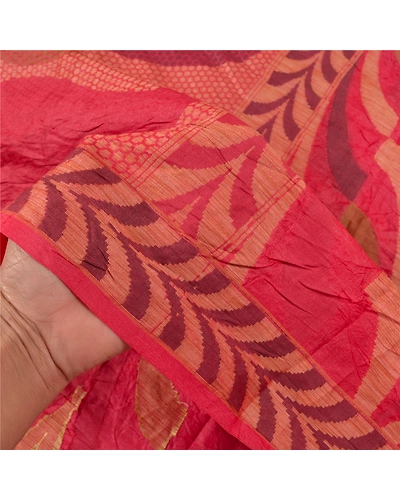 Sanskriti Vintage Dark Red Sarees 100% Pure Silk Hand-Woven Sari Craft Fabric, PS-58922-Dark Red-Woven Work-100% Pure Silk-4
