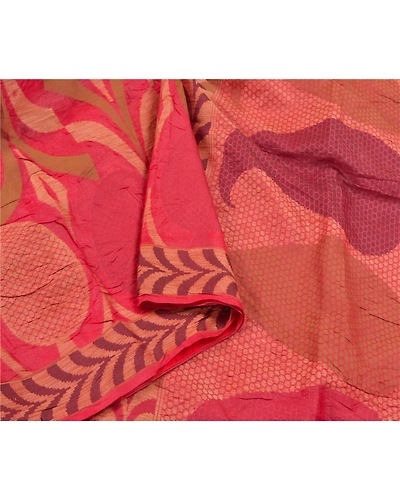 Sanskriti Vintage Dark Red Sarees 100% Pure Silk Hand-Woven Sari Craft Fabric, PS-58922-Dark Red-Woven Work-100% Pure Silk-9
