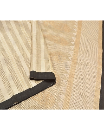 Sanskriti Vintage Ivory Indian Sarees Art Silk Block Printed Premium Sari Fabric, PS-58958-Shade Of Ivory-Block Printed Work-Art ( Artificial) Silk-9