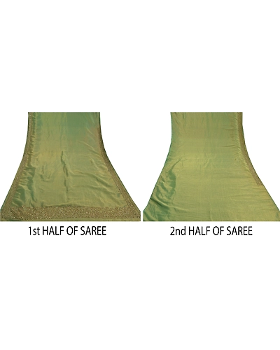 Sanskriti Vintage Green Sarees Art Silk Hand Beaded Woven Cultural Sari Fabric, PS-58988-Green-Zardozi Work-Art ( Artificial) Silk-5