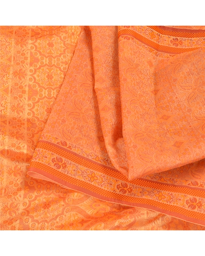 Sanskriti Vintage Saffron Sarees Blend Silk Woven Premium Sari 5 Yard Fabric, PS-59018-Shade Of Saffron-Woven Work-Blend Silk-2