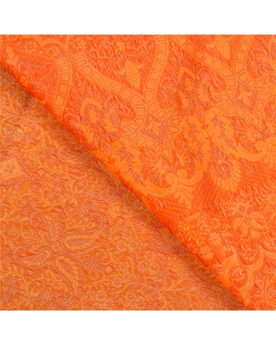 Sanskriti Vintage Saffron Sarees Blend Silk Woven Premium Sari 5 Yard Fabric, PS-59018-Shade Of Saffron-Woven Work-Blend Silk-3