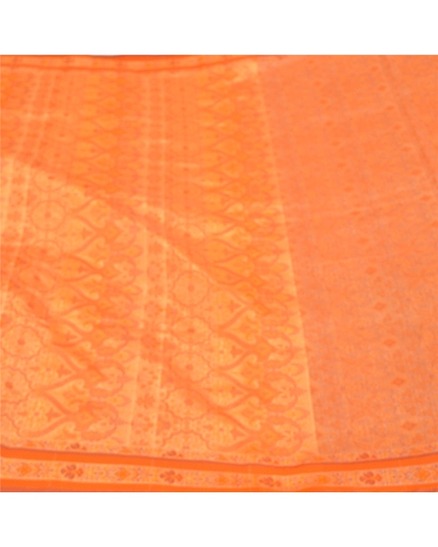 Sanskriti Vintage Saffron Sarees Blend Silk Woven Premium Sari 5 Yard Fabric, PS-59018-Shade Of Saffron-Woven Work-Blend Silk-4