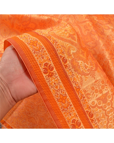 Sanskriti Vintage Saffron Sarees Blend Silk Woven Premium Sari 5 Yard Fabric, PS-59018-Shade Of Saffron-Woven Work-Blend Silk-5