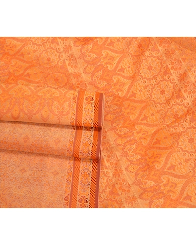 Sanskriti Vintage Saffron Sarees Blend Silk Woven Premium Sari 5 Yard Fabric, PS-59018-Shade Of Saffron-Woven Work-Blend Silk-8
