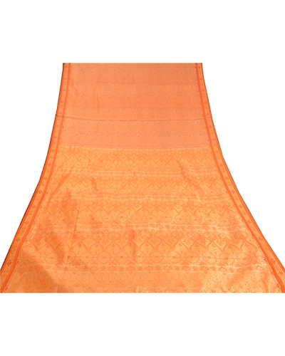 Sanskriti Vintage Saffron Sarees Blend Silk Woven Premium Sari 5 Yard Fabric, PS-59018-Shade Of Saffron-Woven Work-Blend Silk-9