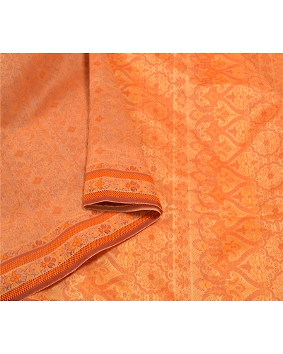 Sanskriti Vintage Saffron Sarees Blend Silk Woven Premium Sari 5 Yard Fabric, PS-59018-Shade Of Saffron-Woven Work-Blend Silk-10