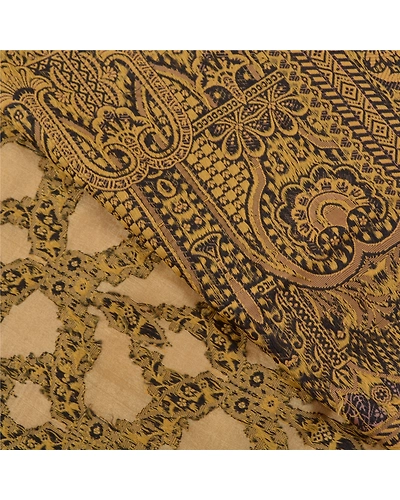 Sanskriti Vintage Beige Sarees 100% Pure Silk Hand-Woven Premium Sari Fabric, PS-59022-Shade Of Beige &amp; Peach-Woven Work-100% Pure Silk-3
