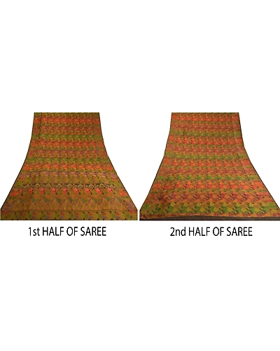 Sanskriti Vintage Indian Sarees Pure Silk Hand Woven Premium Sari Craft Fabric, PS-59078-Multi Color-Woven Work-100% Pure Silk-6