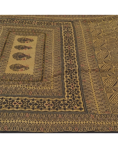 Sanskriti Vintage Cream Indian Sarees 100% Pure Silk Woven Premium Sari Fabric, PS-59109-Shade Of Cream-Printed Work-100% Pure Silk-3